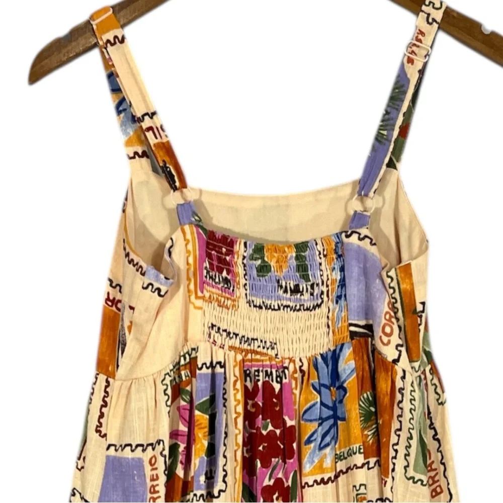 Anthropologie Paper Heart Womens Strappy Stamp Floral Postcard Maxi Dress XS - Picture 8 of 9